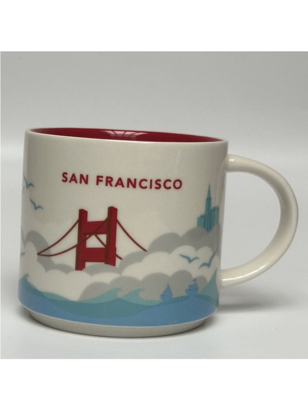 Starbucks You Are Here San Francisco Mug Red Interior 14 oz